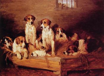 約翰 伊姆斯 Foxhounds and Terriers in a Kennel